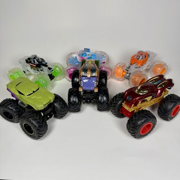 Hot Wheels Monster Jam Truck Marvel Avengers Iron Man Thanos Hulk 1:64 Lot of 3 - Picture 2 of 6